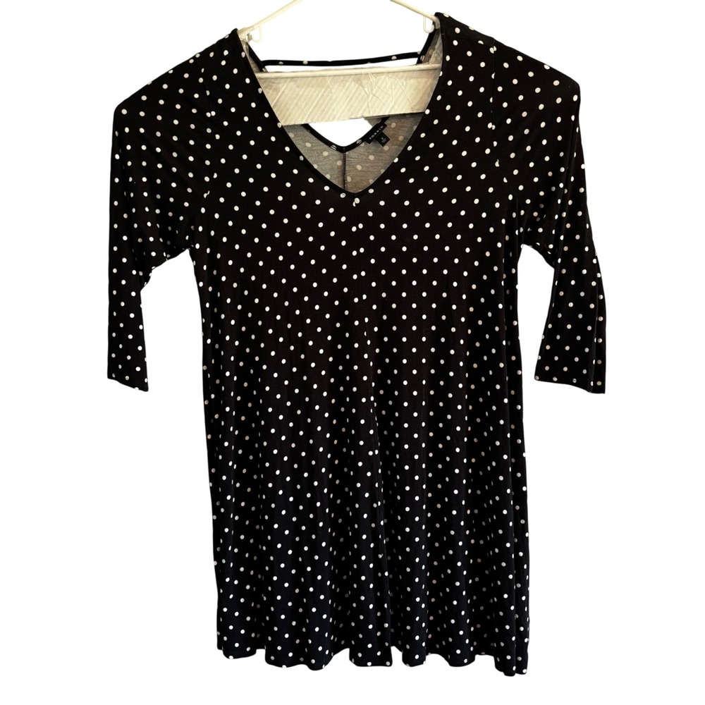 Torrid Women Black White Polka Dot V-Neck 3/4 Sleeve Tunic Top Plus Size 3X